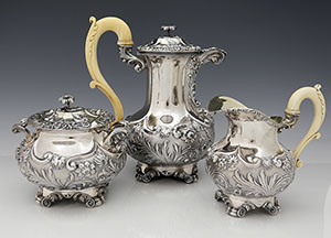 Belgian antique silver tea set circa 1830